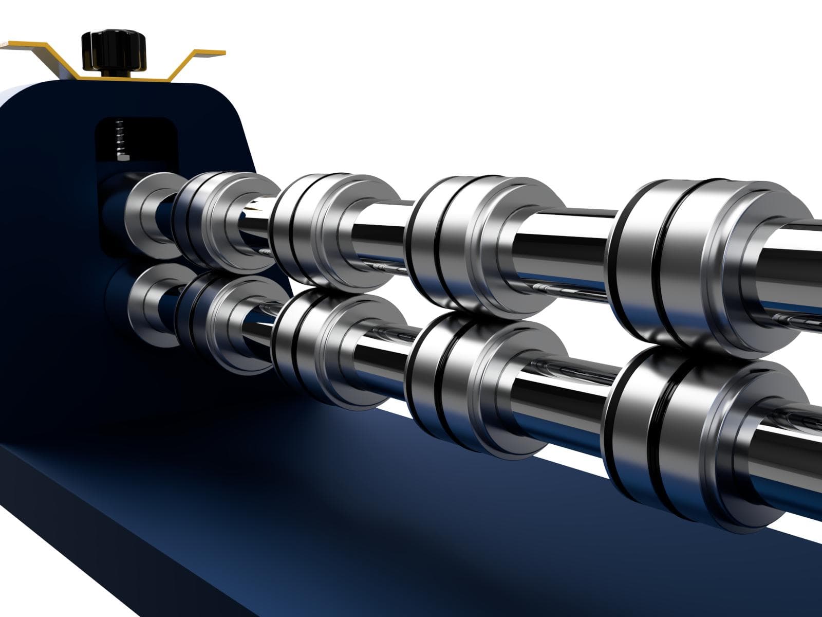 Four parallel creases on carton stock